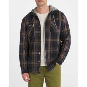 Flag & Anthem Mens Plaid Flannel Long Sleeve Hooded Shirt‎ Jacket Size Large NWT